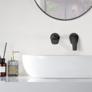 Grifo de lavabo empotrado monomando negro mate serie Delos