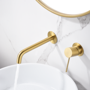 Grifo  de lavabo empotrado monomando oro cepillado serie Génova