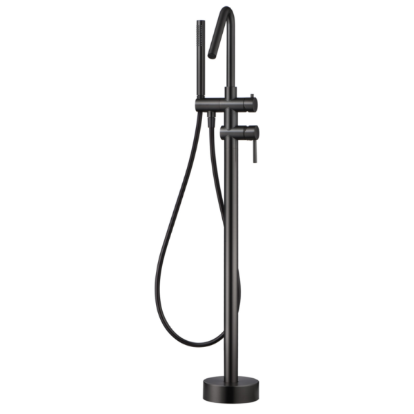 Grifería exenta de bañera monomando black gun metal serie Córcega.