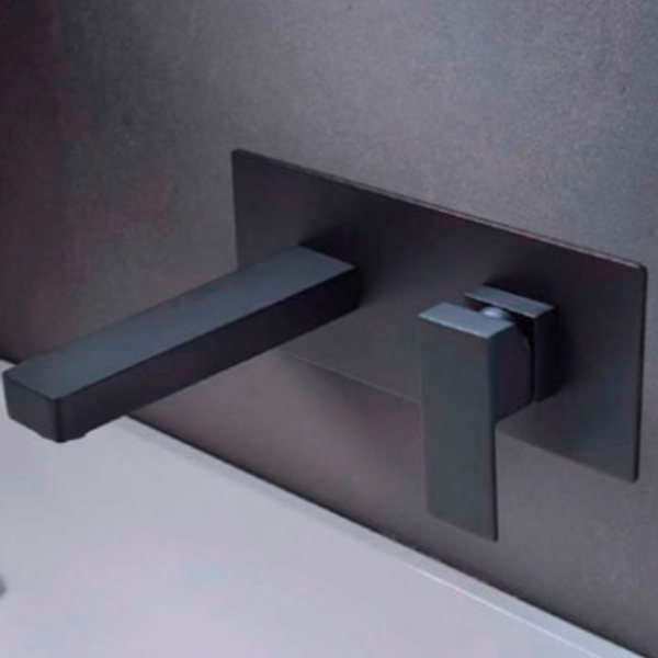 Grifo de lavabo negro mate serie Suiza.