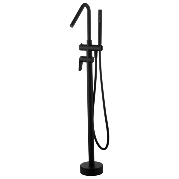 Grifería exenta de bañera monomando en latón negro mate serie Bélgica.