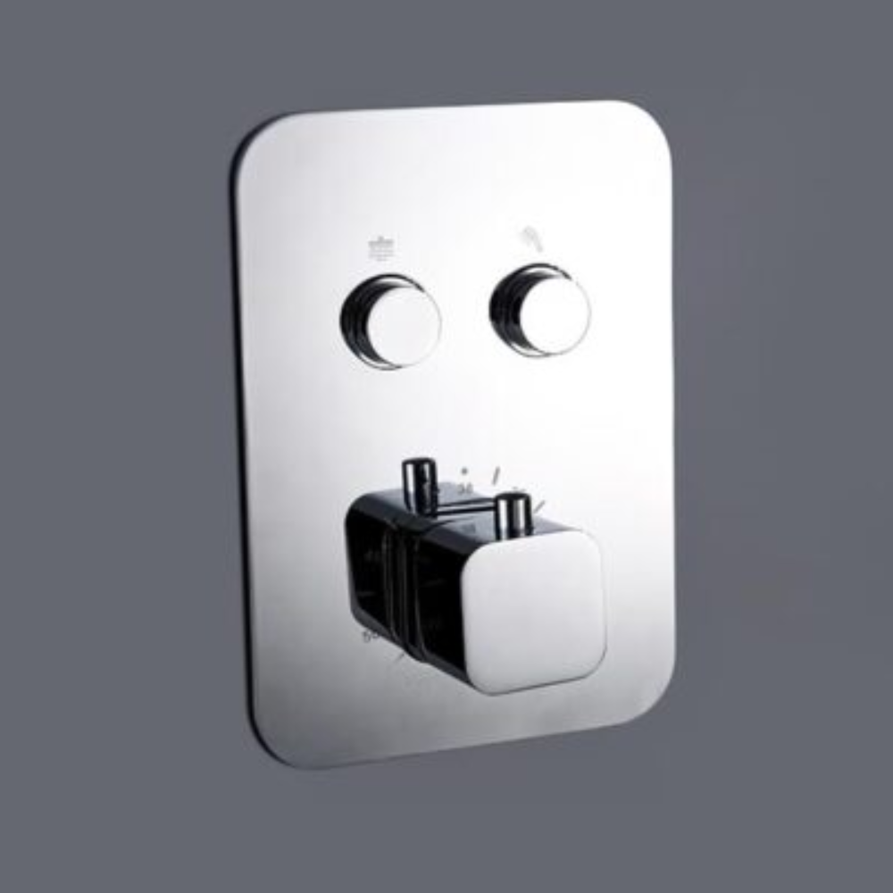 Conjunto de ducha empotrado termostática cromado serie Madeira. - Imagen 4