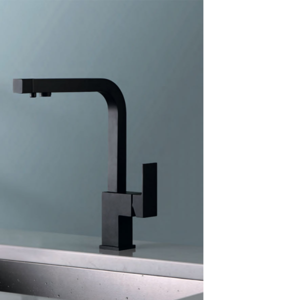 Grifería monomando negro mate serie Capri.