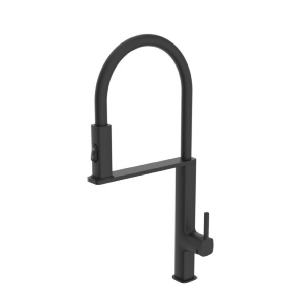 Grifería de cocina monomando extraíble negro mate serie Menorca.