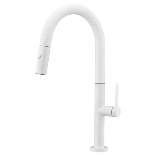 Grifería de cocina monomando extraíble blanco mate serie Samoa.