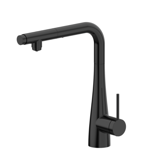 Grifería de cocina monomando negro mate serie Split.