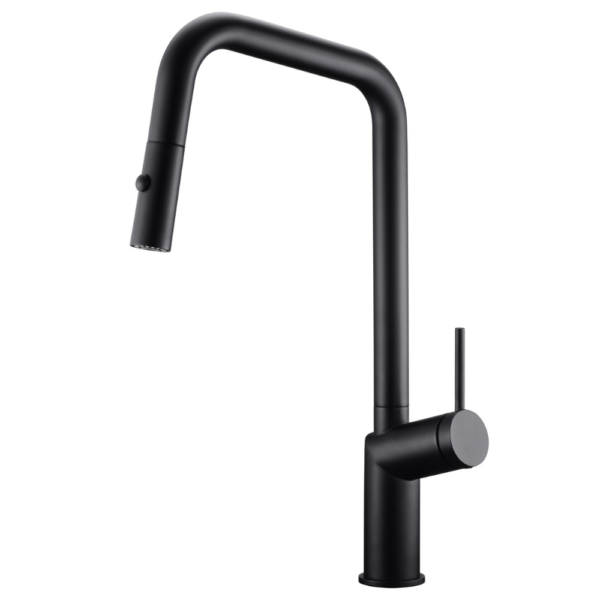 Grifería de cocina monomando extraíble negro mate serie Bonn.