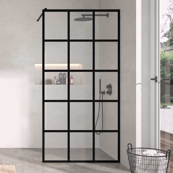 Panel de ducha fijo Fresh, Perfil aluminio «cuadros»