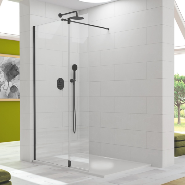 Panel de ducha fijo Tutti + puerta abatible.