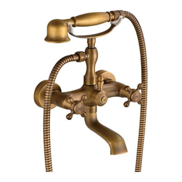 Grifería de bañera retro dorado viejo bimando vintage serie Adaja.