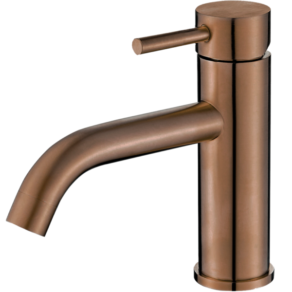 Grifo de lavabo monomando redondo oro rosa cepillado Serie Jabalón