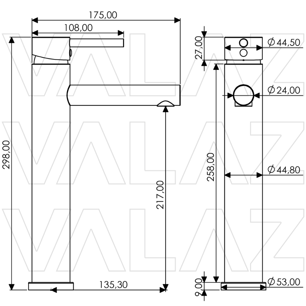 Grifo de lavabo alto pica monomando redondo caño acero cepillado serie Palancia - Imagen 2