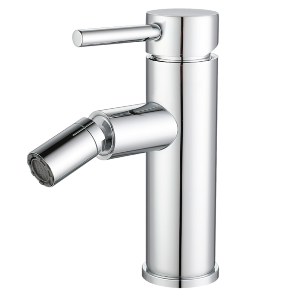 Grifo de bidet monomando redondo caño recto cromado Serie palancia