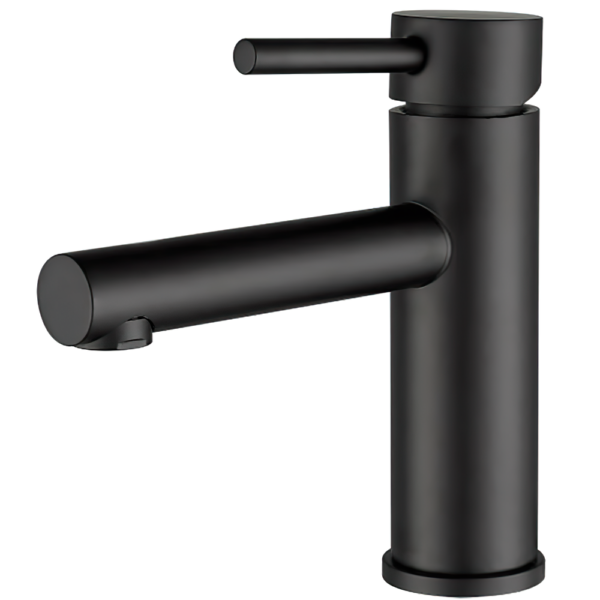 Grifo de lavabo monomando redondo caño recto negro mate Serie Palancia