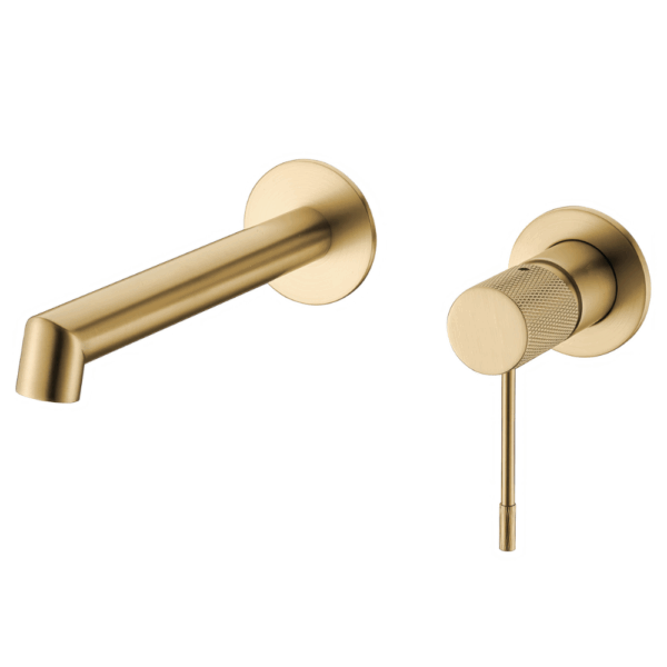 Grifo lavabo empotrado redondo monomando oro mate acabado maneta luxury serie Torina