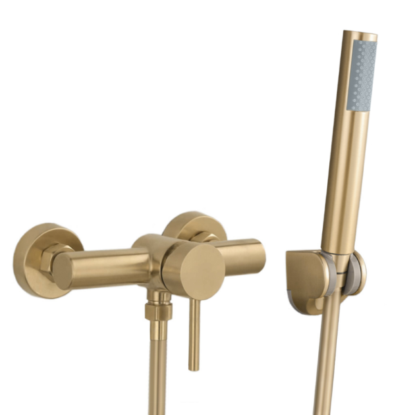 Grifo de ducha monomando oro mate cepillado serie Palancia