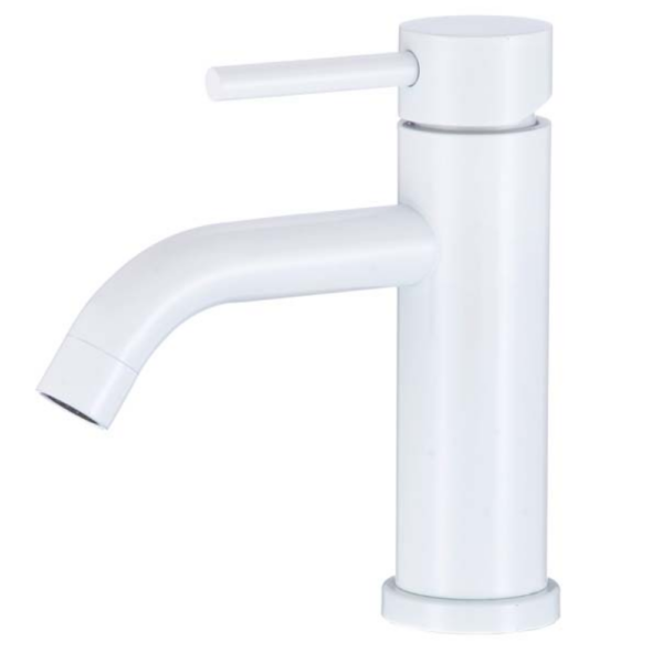 Grifo de lavabo monomando redondo blanco Serie Jabalón