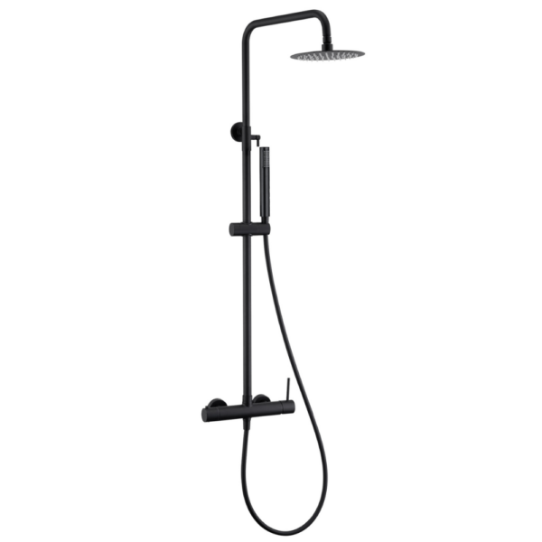 Barra de ducha monomando redonda negro mate serie Palancia