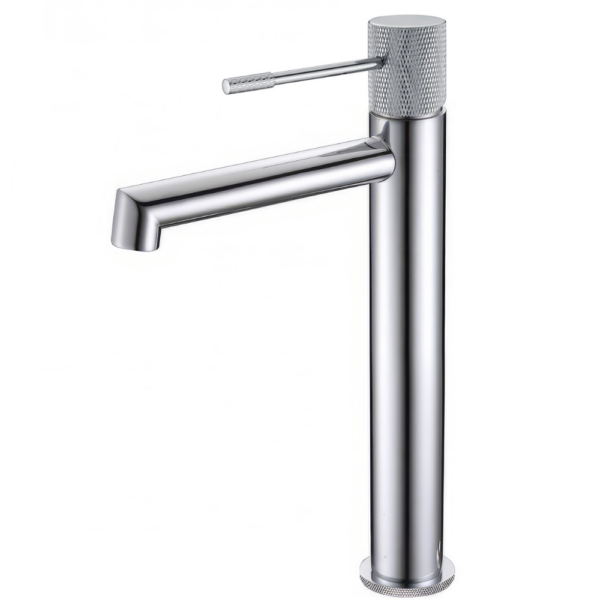 Grifo de lavabo alto monomando caño recto acabado maneta luxury cromado serie Casares