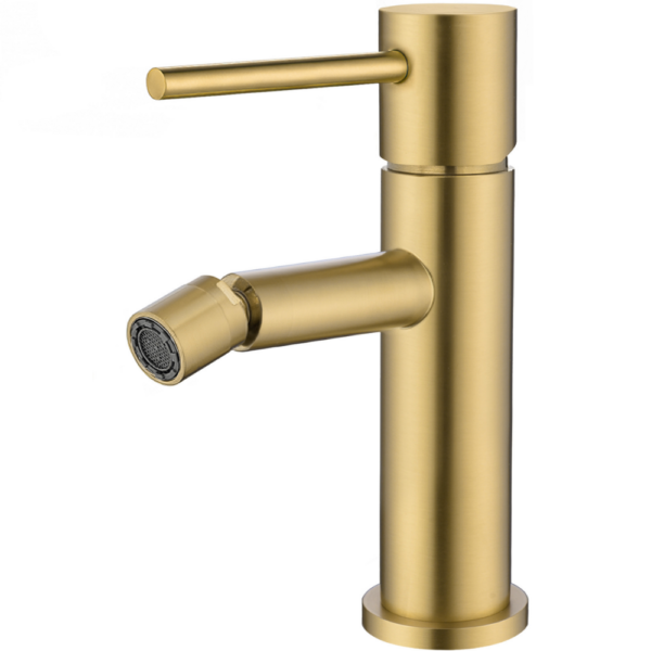 Grifo de bidet monomando redondo oro mate cepillado Serie Ebro