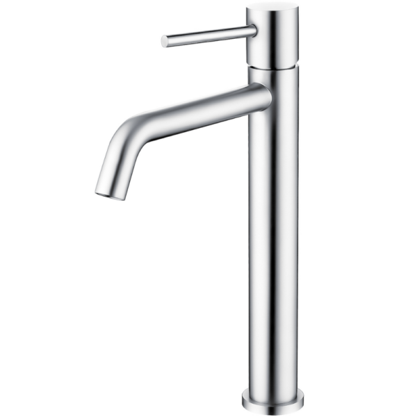 Grifo de lavabo alto pica monomando redondo caño cromado serie Ebro