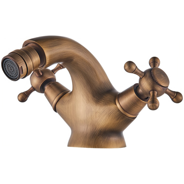 Grifo bidé retro dorado envejecido bimando serie Adaja.