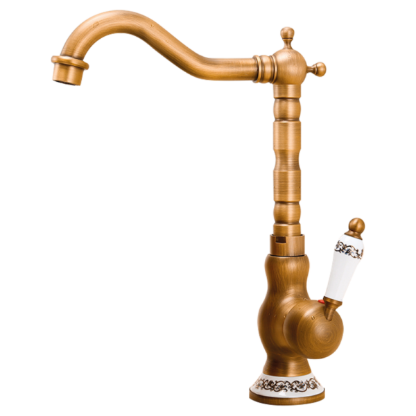 Grifo de lavabo alto monomando redondo retro diseño vintage Serie Mijares