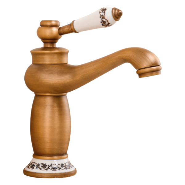 Grifo de lavabo monomando redondo retro diseño vintage Serie Mijares