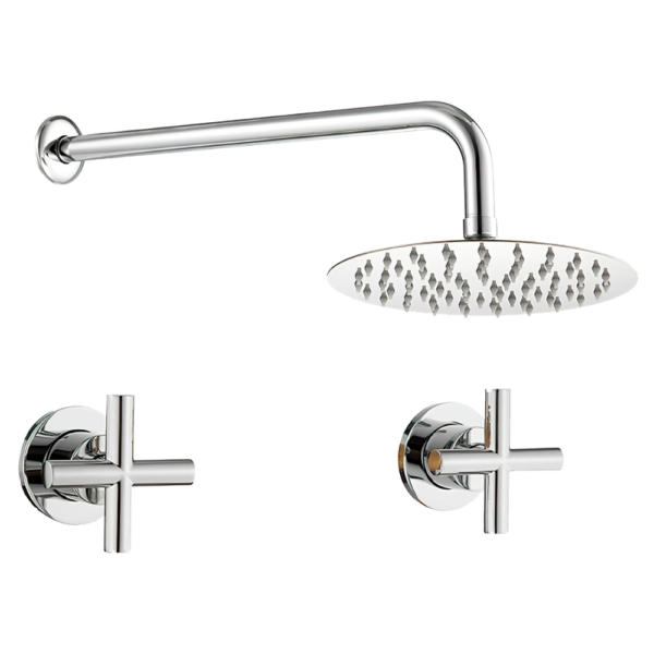 Ducha empotrada bimando redonda de 1 salida/vía cromado serie Nalon