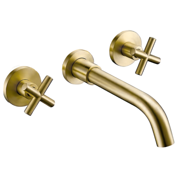 Grifo de lavabo empotrado redondo bimando dorado cepillado Serie Nalon