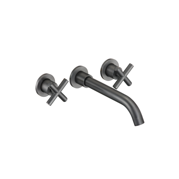 Grifo de lavabo empotrado redondo bimando negro mate Serie Nalon