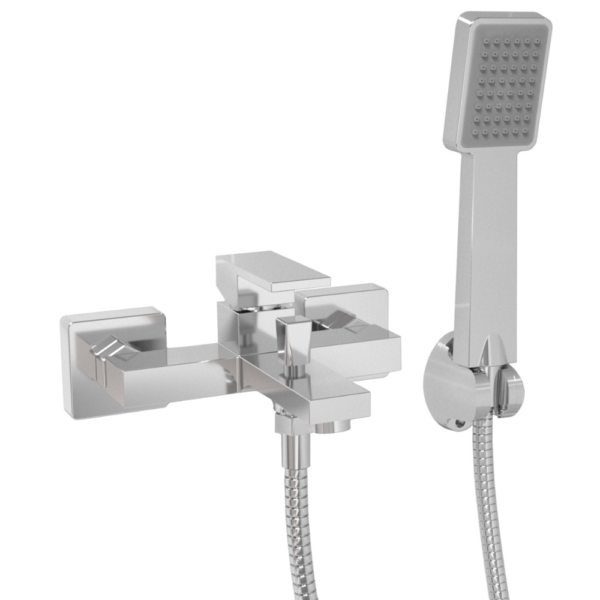 Grifo de bañera/ducha cuadrado monomando cromado serie Vinalopo