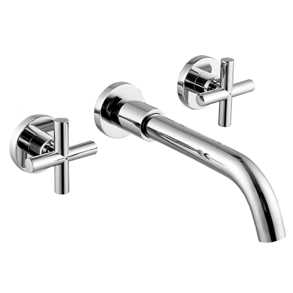 Grifo de lavabo empotrado redondo bimando cromado Serie Nalon