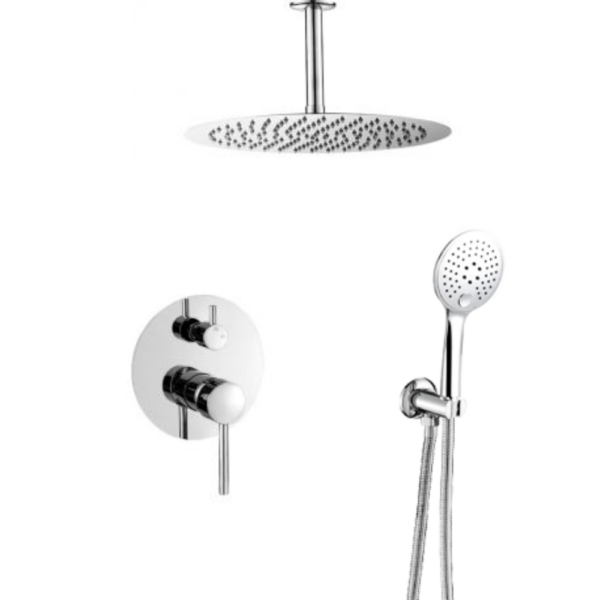 Ducha empotrada monomando techo redonda cromada con maneta ancha Serie Cabriel