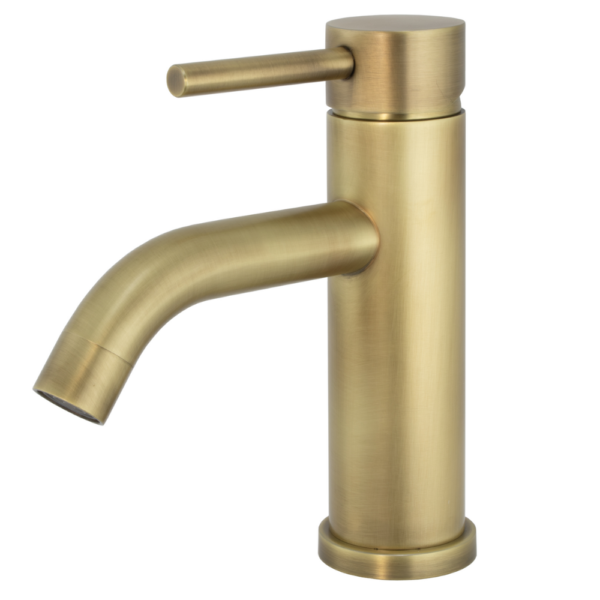 Grifo de lavabo monomando redondo dorado envejecido Serie Jabalón