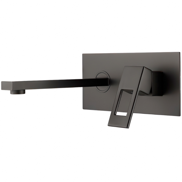 Grifo de lavabo empotrado cuadrado monomando negro mate Serie Tormes