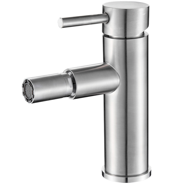 Grifo de bidet monomando redondo Acero cepillado Serie Jabalon