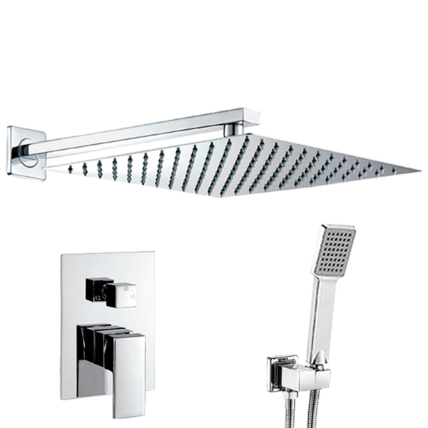 Ducha empotrada monomando pared cuadrada cromada serie Eresma