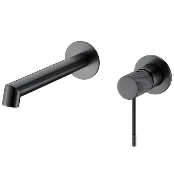 Grifo lavabo empotrado redondo monomando negro mate acabado maneta luxury serie Torina