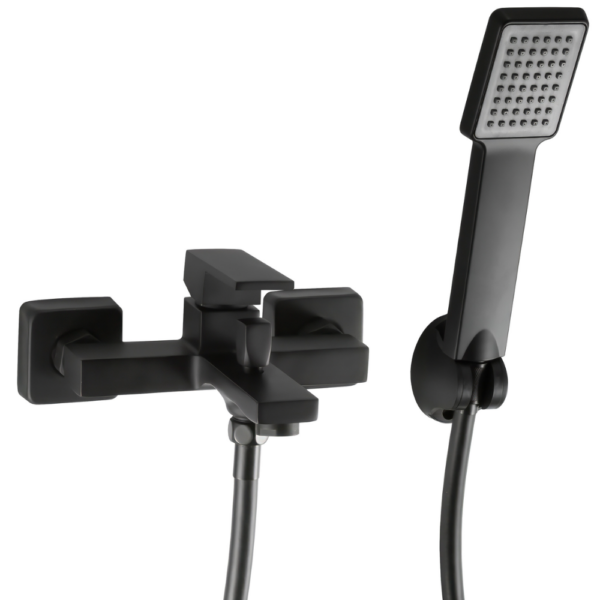 Grifo de bañera/ducha cuadrado monomando negro mate serie Vinalopo