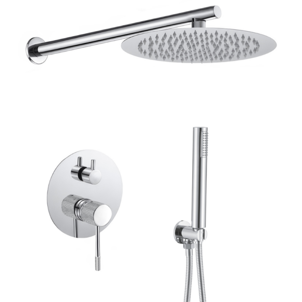Ducha empotrada monomando pared redonda acabado maneta luxury cromada serie Torina