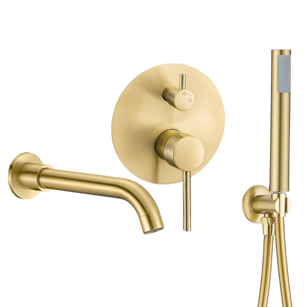 Grifo de bañera monomando oro mate cepillado serie jucar