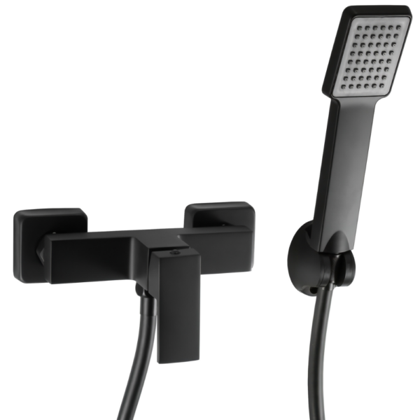 Grifo de ducha cuadrado monomando negro mate serie Vinalopo