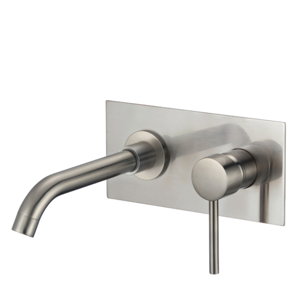 Grifo de lavabo empotrado redondo monomando acero cepillado Serie Jucar