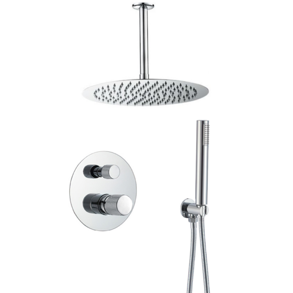 Ducha empotrada monomando techo redonda maneta luxury cromada serie Besaya