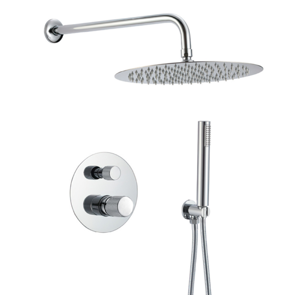 Ducha empotrada monomando pared redonda maneta luxury cromada serie Besaya