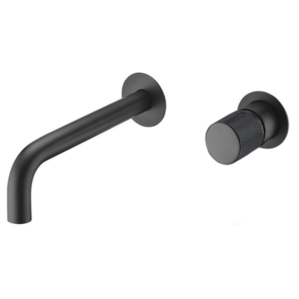 Grifo lavabo empotrado redondo monomando negro mate maneta luxury serie Besaya