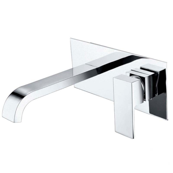 Grifo de lavabo empotrado cuadrado caño curvo cromado serie Niagara