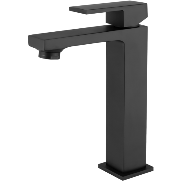 Grifo de lavabo monomando alto pica negro mate serie Vinalopo