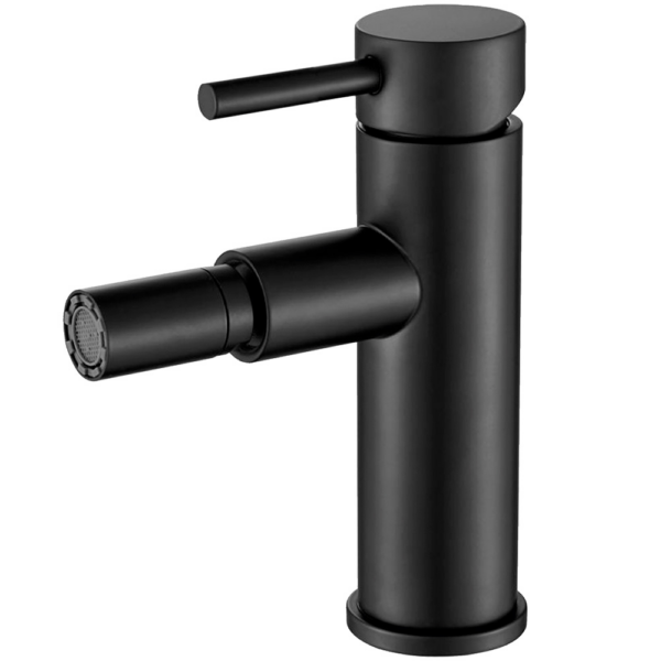 Grifo de bidet monomando redondo negro mate Serie Jabalon.